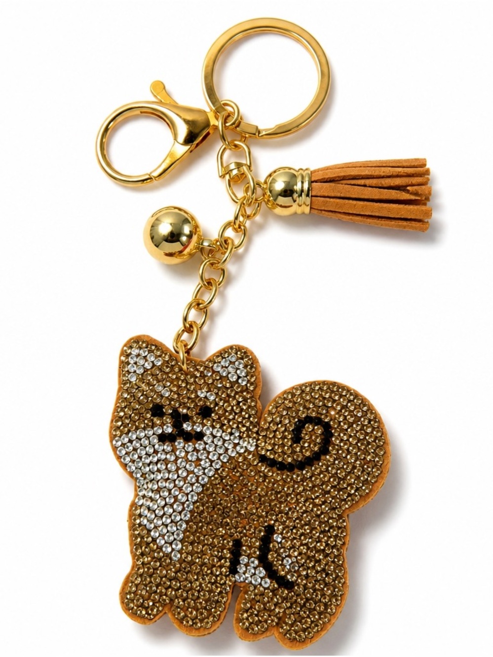 Pomeranian Crystal Keychain Bag Charm Rhinestone